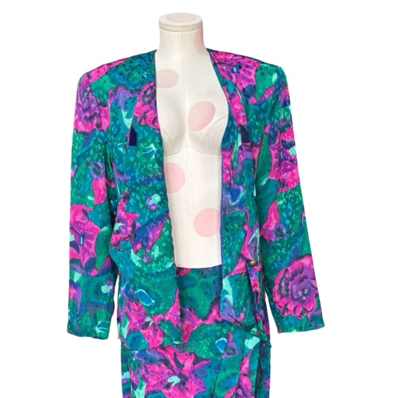 Vintage 90's golden Girls skirt Set - Pink, Green, Blue abstract florals - LG - Picture 8 of 10